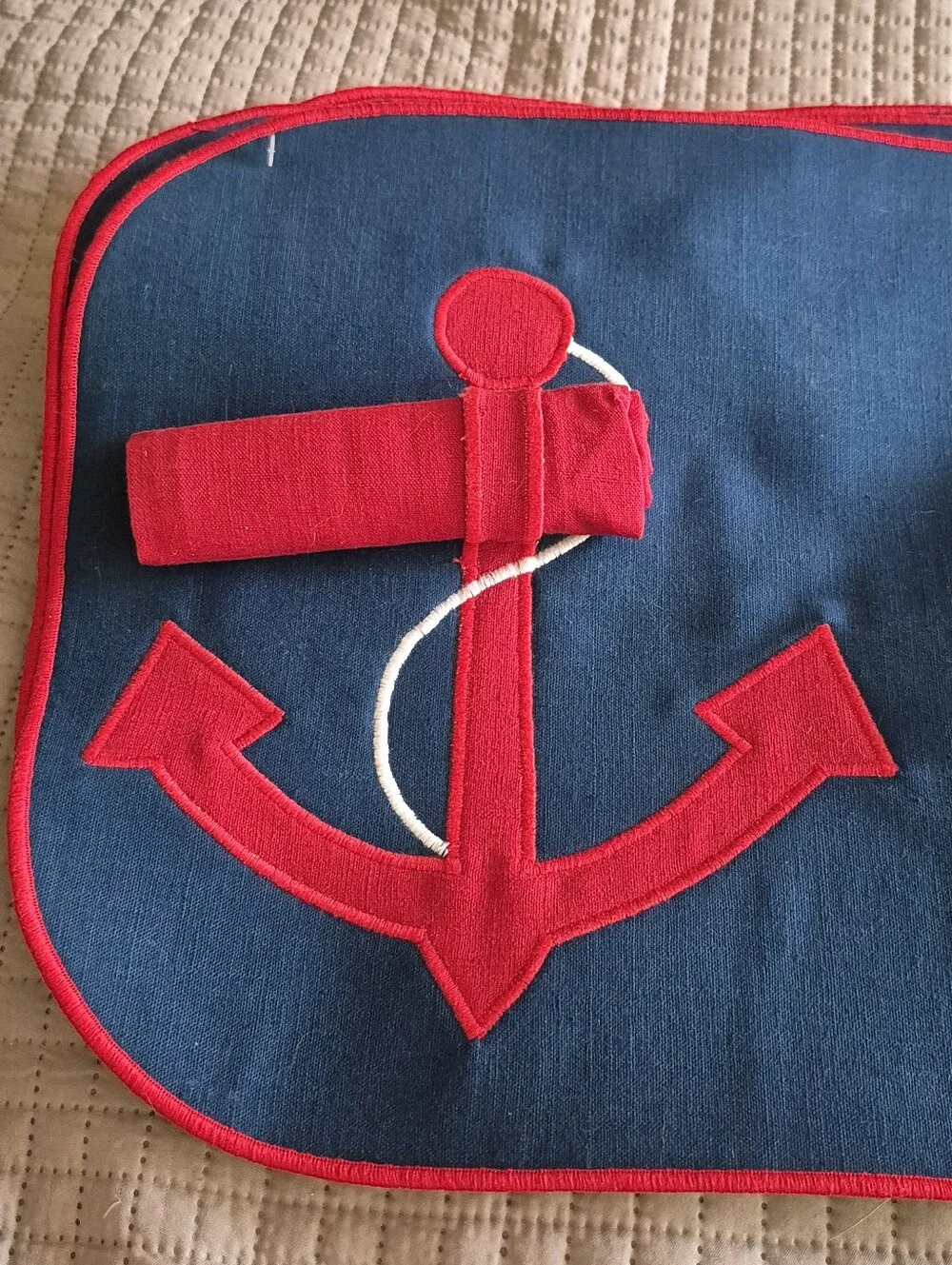 Set of 4 Heritage Linens Nautical Anchor Placemats with Napkins NWT